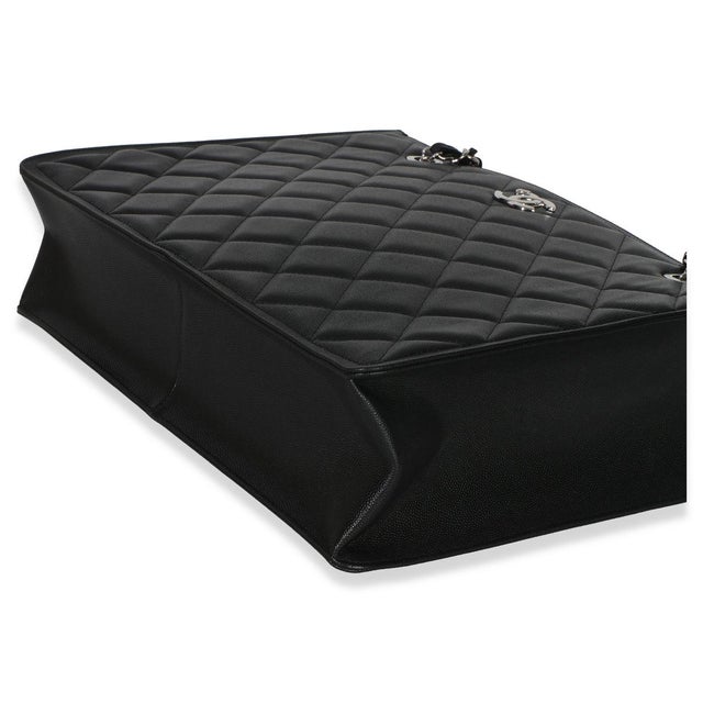 Animal Skin Black Quilted Caviar CC Shopping Tote For Sale - Image 7 of 9