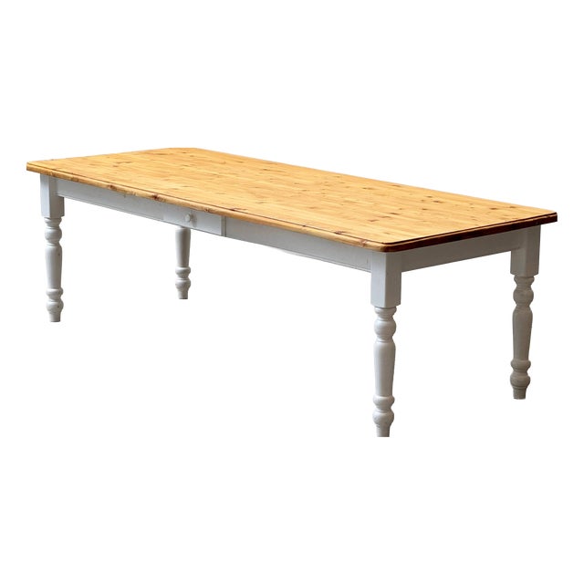 Large Country-Style Dining Table in Wood, 1980s For Sale