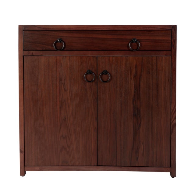 2020s Lark 31 in. W Rectangular Wood Accent Storage Cabinet with 1 Drawer and 2 Doors, Walnut For Sale - Image 5 of 11
