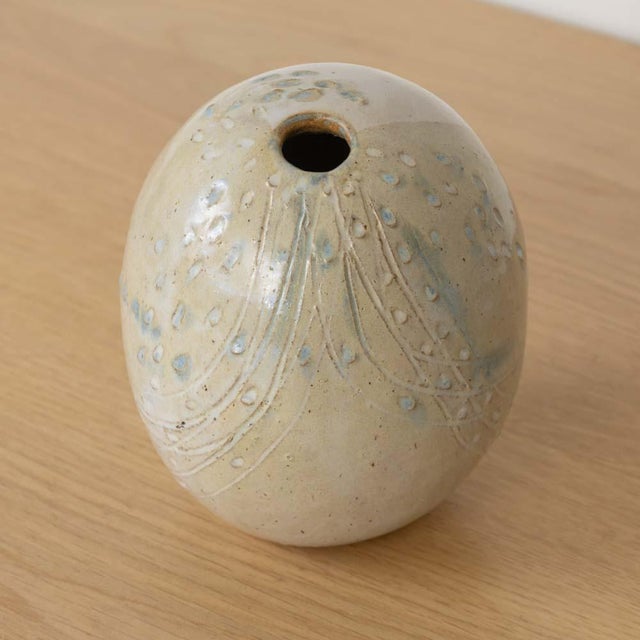 1960s 1960s French Etched Stoneware Ceramic Vase For Sale - Image 5 of 9