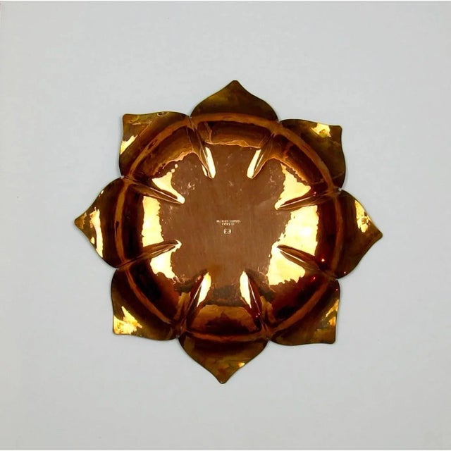 Marie Zimmermann Arts and Crafts Copper Lotus Form Dishes, Set of 6 For Sale In Los Angeles - Image 6 of 11