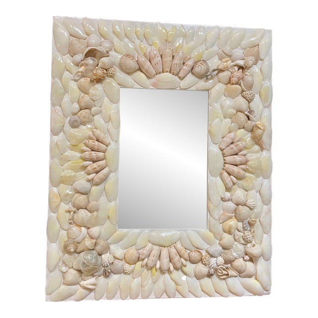 Very Chic and Beautiful Seashell Mirror 19" X 23" For Sale