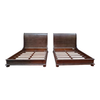 St. James Sleigh Bed Dark / Restoration Hardware - a Pair For Sale