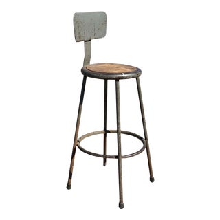 Vintage Gray Metal Drafting Shop Bar Stool by Royal Industrial Seating For Sale
