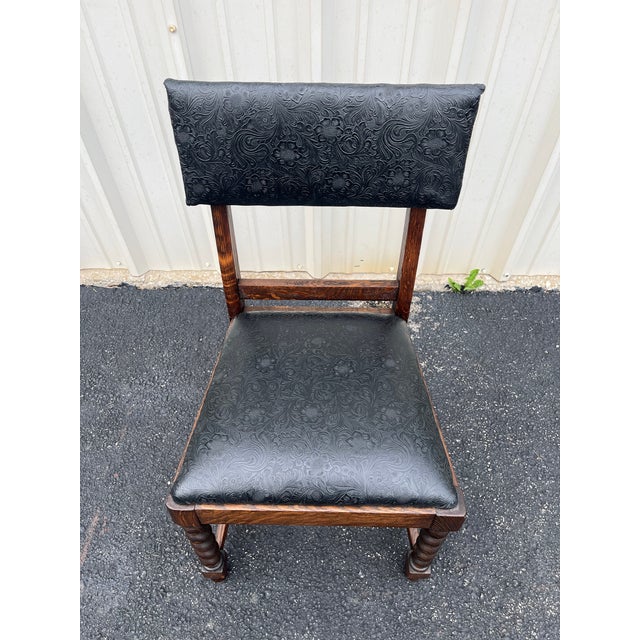 Wood Antique Oak Barley Twist Dining Chairs- Set of 5 For Sale - Image 7 of 12