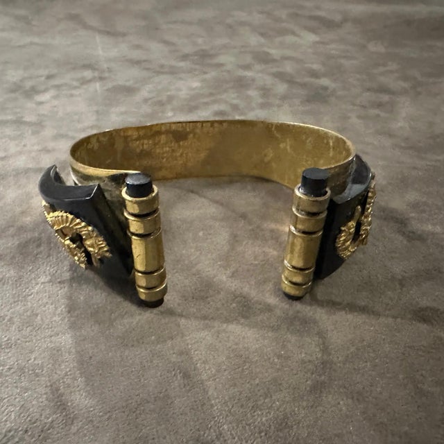 1930 Antique Jean Painlevé Art Deco Bakelite and Brass Seahorses French Bracelet For Sale - Image 6 of 14