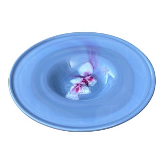 Signed 1980's Postmodern Art Glass Decorative Centerpiece Bowl Platter For Sale