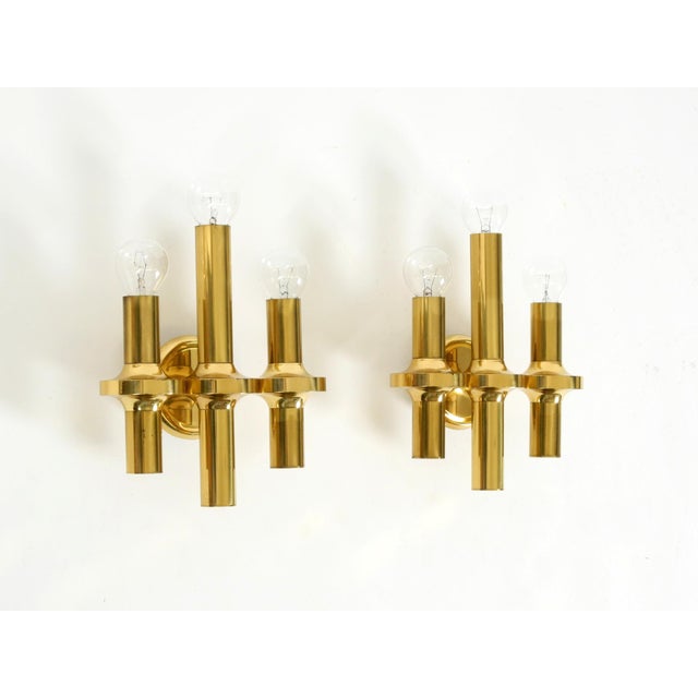 Three-Arm Brass Wall Lamps, 1960s, Set of 2 For Sale - Image 6 of 18