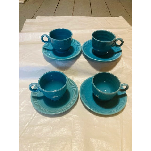 Vintage Fiesta Cup and Saucer Set- 8 Pieces For Sale - Image 4 of 4