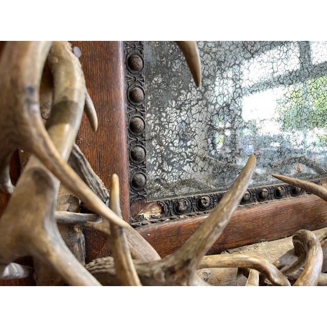 Metal 1800s Black Forest German Mirror With Roe Deer Antlers For Sale - Image 7 of 13