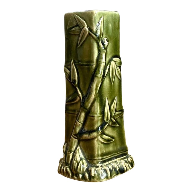 Vintage Bamboo Motif Ceramic Vase For Sale