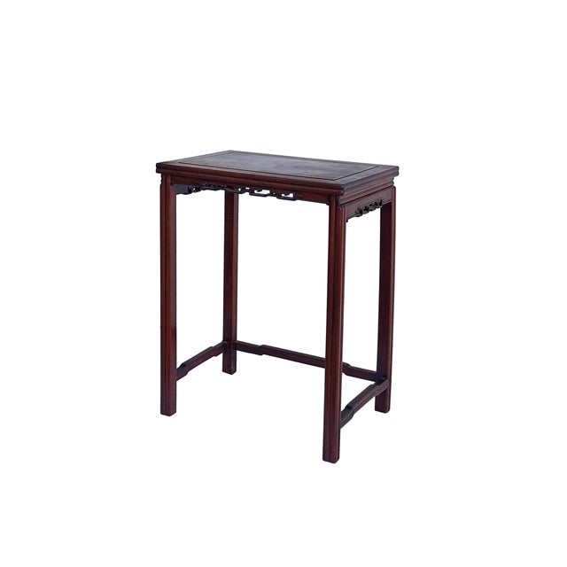 Vintage Oriental Simple Geometric Apron Rectangular Brown Side Table For Sale In San Francisco - Image 6 of 8