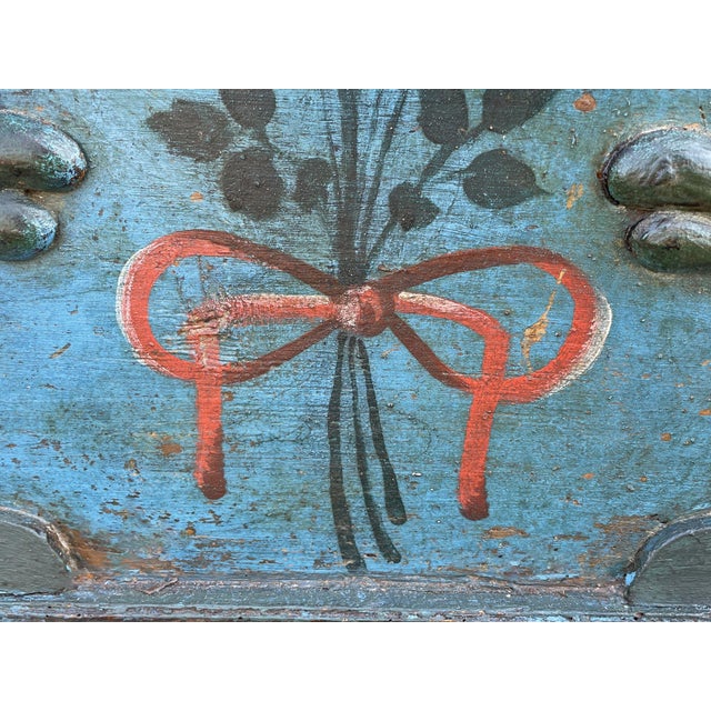 Aqua Alpine Painted Blanket Chest, 1801 For Sale - Image 8 of 18