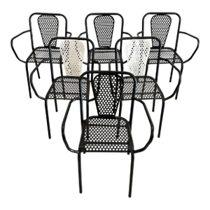 René Malaval Vintage Set of 6 Garden Chairs, Circa 1955