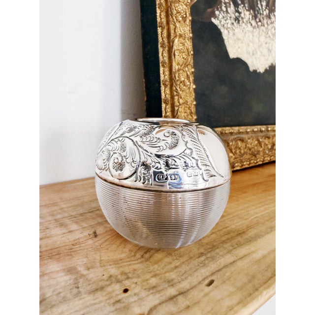 1907 English Sterling Silver and Glass Match Striker For Sale - Image 4 of 4