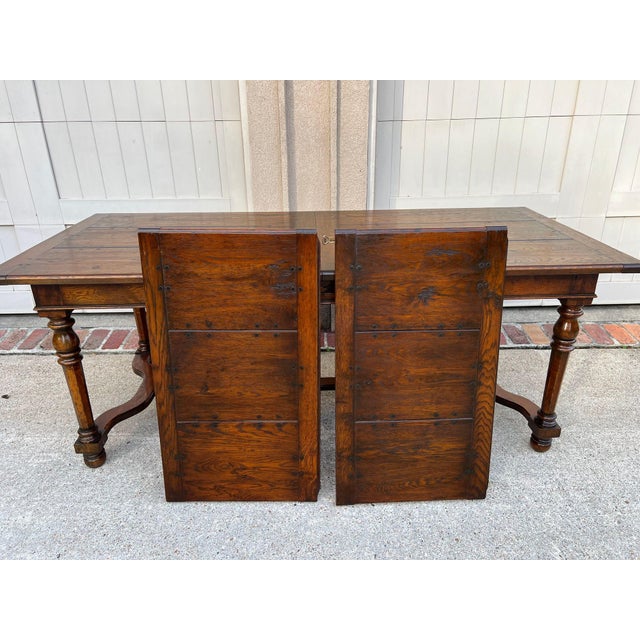Antique English Oak Refectory Dining Table Jacobean Double Leaf 10 Ft. C1930 For Sale - Image 15 of 18