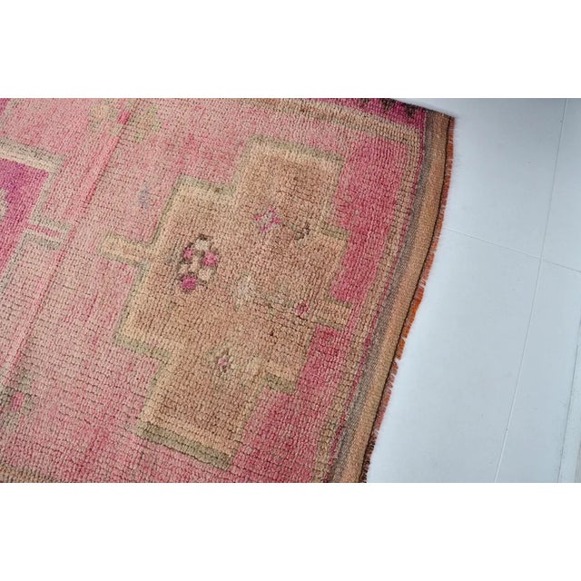 Pink 1950s Decorative Anatolian Handknotted Wool Runner For Sale - Image 8 of 10