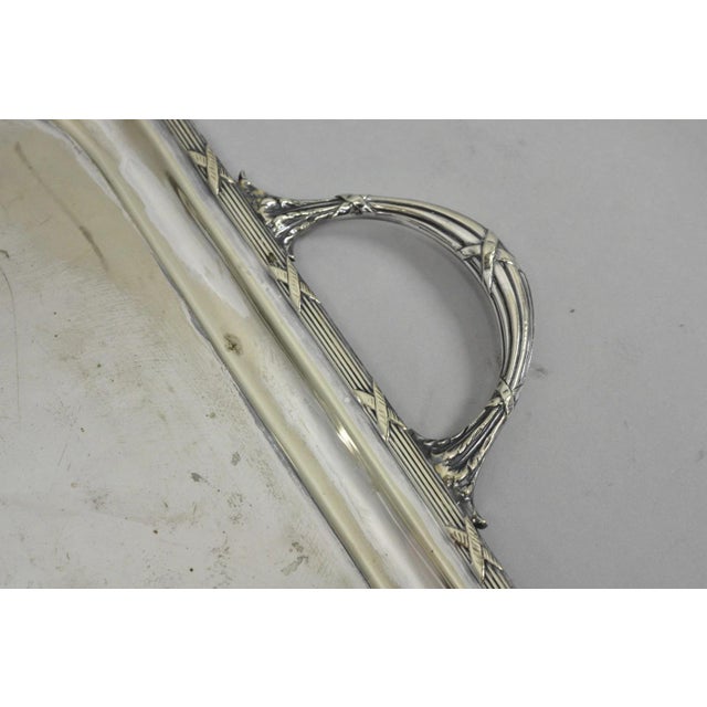 Metal Antique Waring & Gillow English Edwardian LRG Silver Plated Serving Platter Tray For Sale - Image 7 of 14