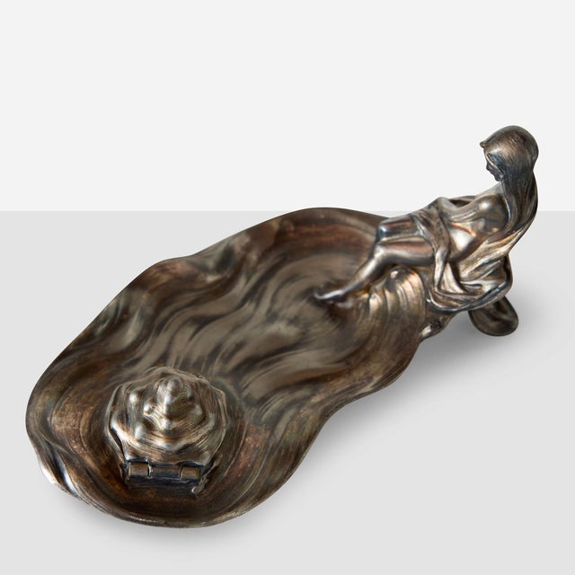 Art Nouveau 1900s WMF Art Nouveau Inkwell With Reclining Figure For Sale - Image 3 of 12