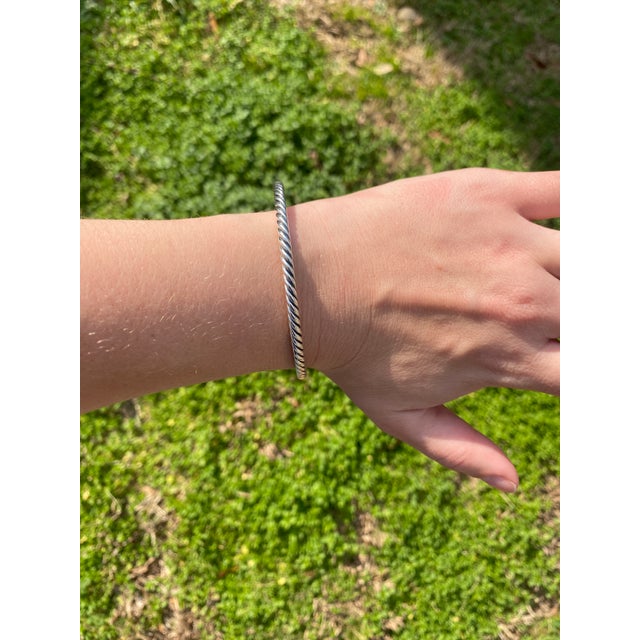 David Yurman Twisted Bangle Bracelet, Sterling Silver, 7.62 Inches For Sale - Image 4 of 4
