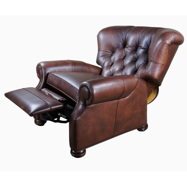 Vintage Ethan Allen Cromwell Tufted Genuine Leather Recliner For Sale - Image 9 of 12
