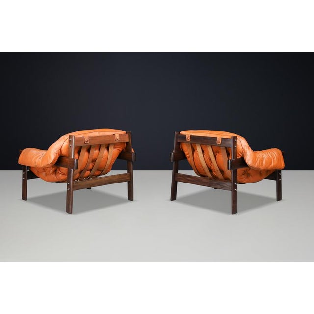 Percival Lafer MP-41 Lounge Chairs in Cognac Leather by Percival Lafer, 1970s, Set of 2 For Sale - Image 4 of 18
