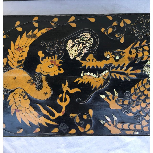 Black Late 19th Century Lacquered Asian Stone and Mother of Pearl Inlay Altar Cabinet For Sale - Image 8 of 13