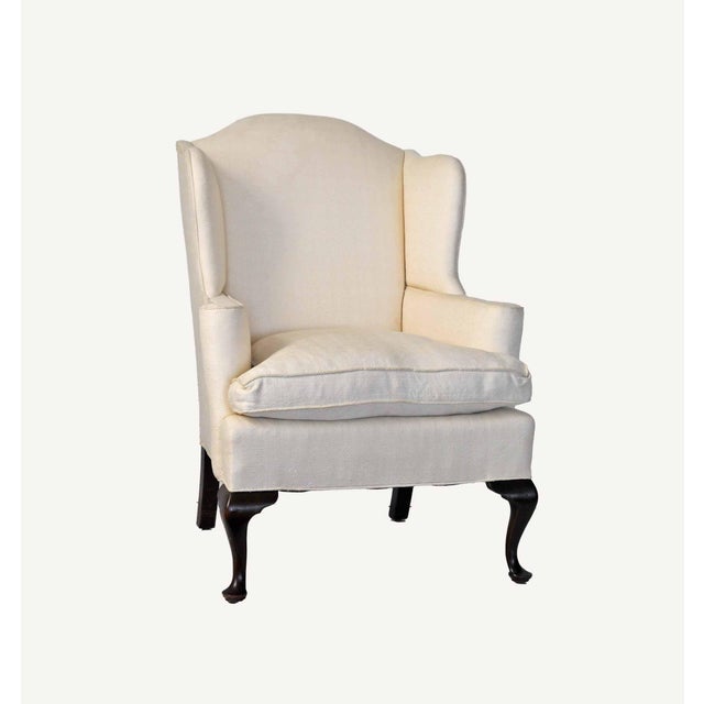 Wood Vintage Upholstered Armchair - Off White For Sale - Image 7 of 8