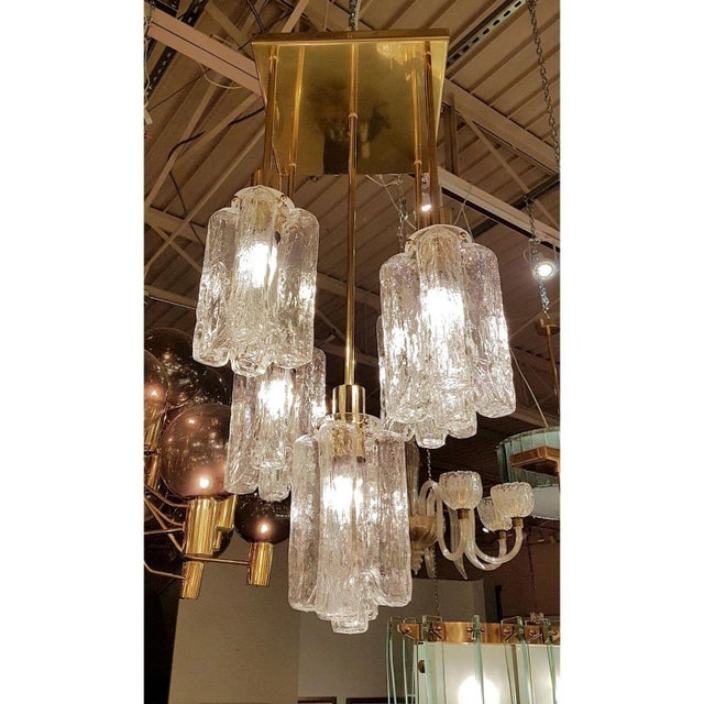 Murano Glass and Brass Chandelier, Kalmar 1960s For Sale In Dallas - Image 6 of 10