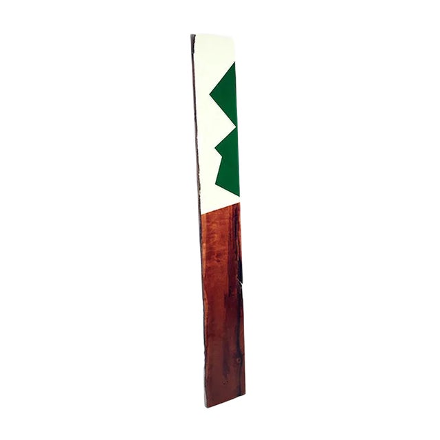 David E. Peterson, Leaner 63, Contemporary Green & White Wooden Wall Sculpture, 2019 For Sale