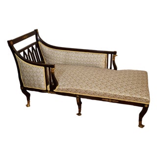 1890s Antique French Empire Mahogany Spring-Seat Daybed / Chaise Lounge For Sale