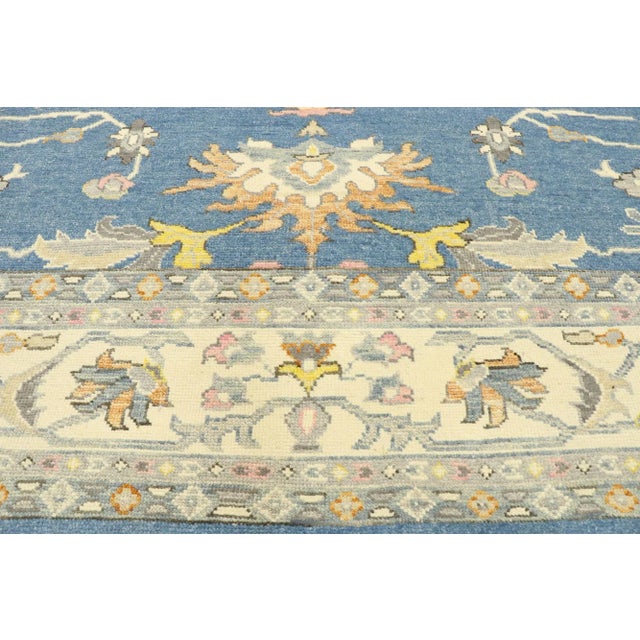 Vintage Blue Modern Oushak Rug - 09'02 X 12'00 For Sale - Image 4 of 9