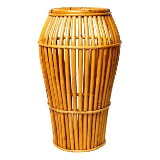 1950's Mid Century Modern Bamboo Umbrella Cane Stand Holder Italy For Sale