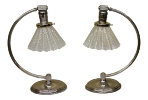 Chase Lamps With Vaseline Glass Shades - a Pair