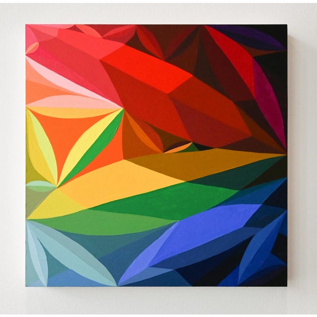 Abstract "Primary Skitter" Abstract Botanical Fine Art Oil on Linen by Artist Andrea Ferrigno For Sale - Image 3 of 3