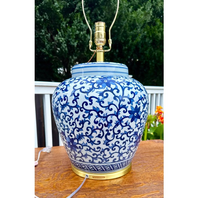 Ralph Lauren Blue & White Porcelain Lamp For Sale - Image 10 of 11