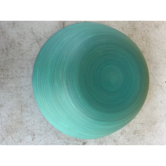 Modern 1990s Large Handmade 13” Teal Bamboo Bowl For Sale - Image 3 of 6