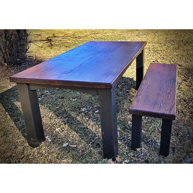 Reclaimed Douglas Fir Dining Table and Bench Set — Farmhouse — Handmade Western New York For Sale In Buffalo - Image 6 of 6