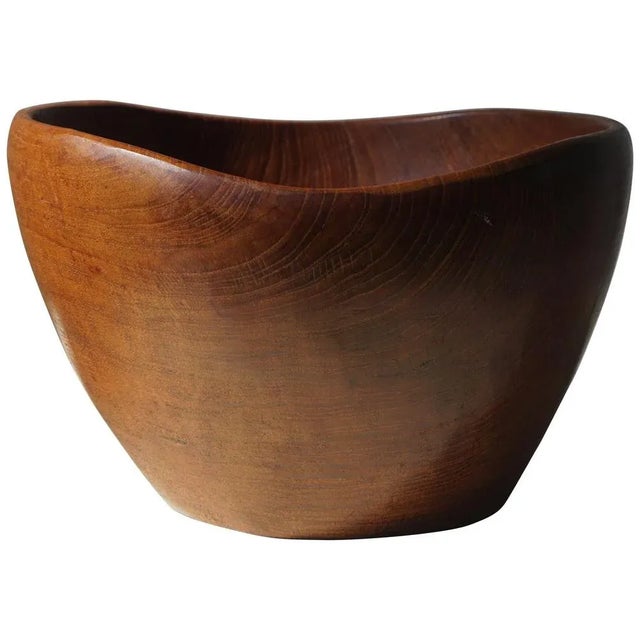 Brown Sculptural Teak Bowl, Denmark, 1960s For Sale - Image 8 of 8