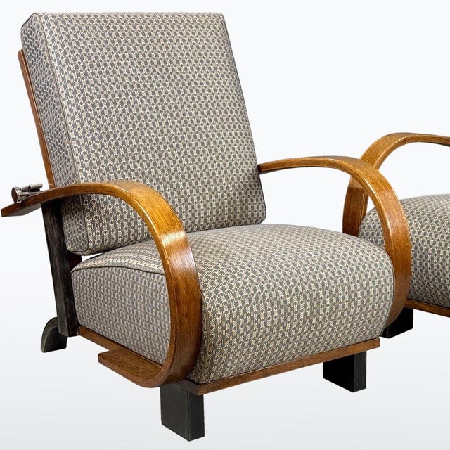 Vintage Art Deco Reclining Lounge Chairs, 1930s, Set of 2 For Sale - Image 6 of 15