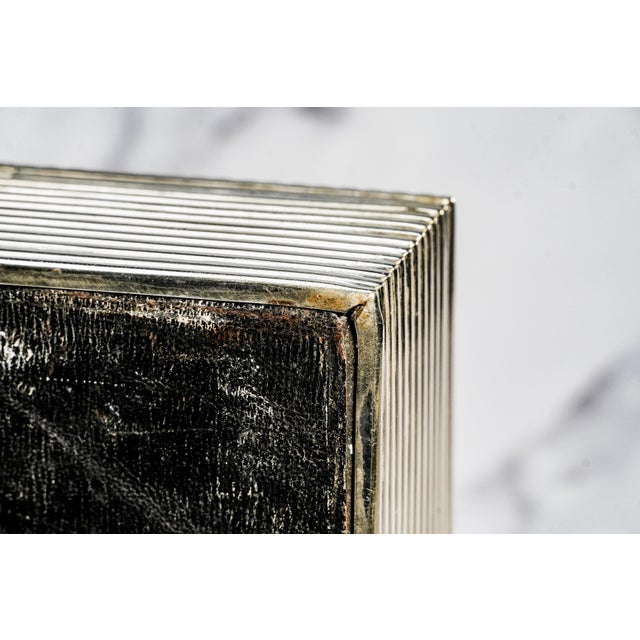 Handsome English Antique Ribbed Silverplate Tobacco Cigar Cigarette Box Home Decor For Sale - Image 15 of 15
