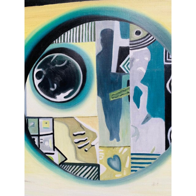 Royal Blue Postmodern Fauvist Abstract Oil Painting Signed Nozoki For Sale - Image 8 of 8