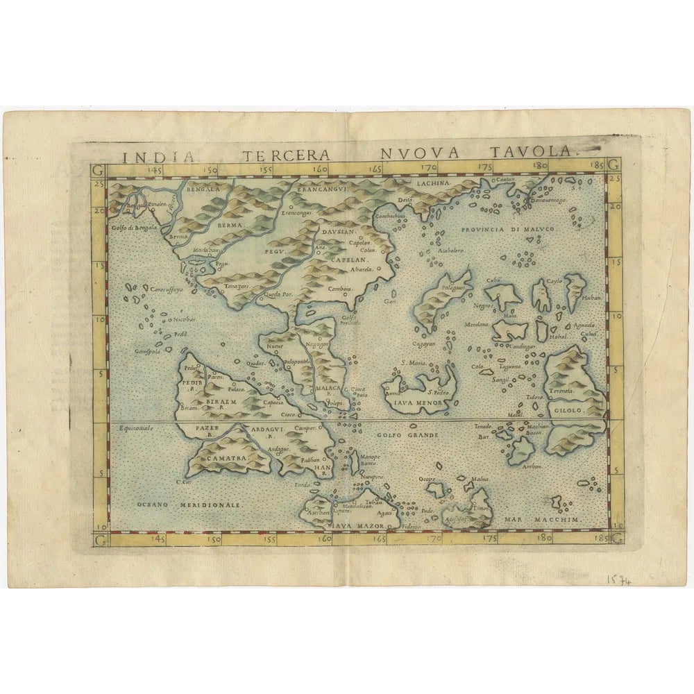 Antique Map of South East Asia, 1574 | Chairish