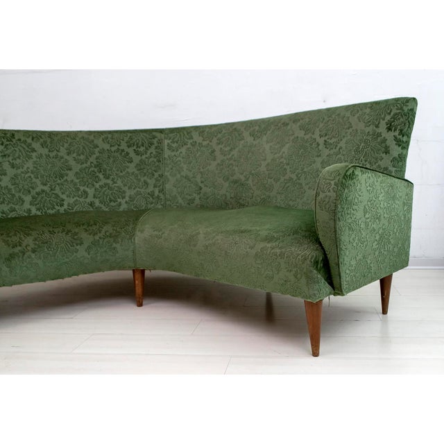 1950s Mid-Century Italian Velvet and Damask Sofa, 1950s For Sale - Image 5 of 10