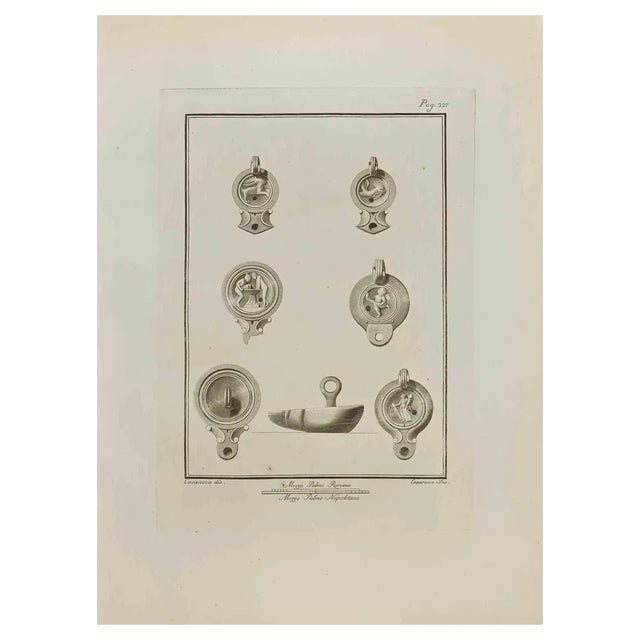 Nicolo Cesarano, Ancient Still Life 1, Etching, 18th Century For Sale