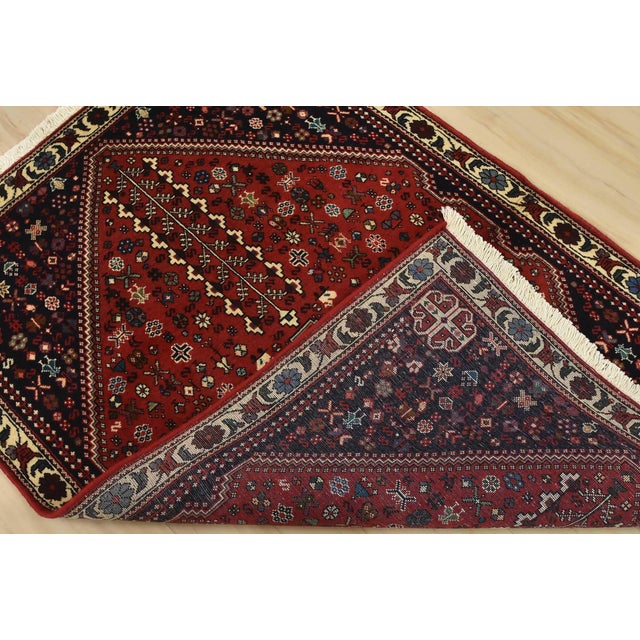 Abadeh Rug 3’5” X 4’10” Red Wool Vintage Tribal Hand-Knotted Carpet For Sale - Image 11 of 12