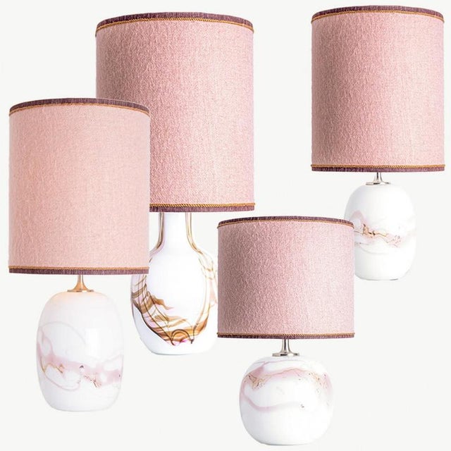 White and Pink Glass Table Lamp from Holmegaard, 1970 For Sale - Image 14 of 15