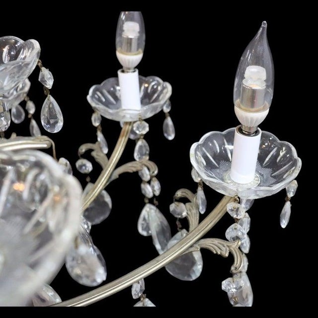 Metal Crystal & Gilt Bronze 15-Light Chandelier C1940 For Sale - Image 7 of 10
