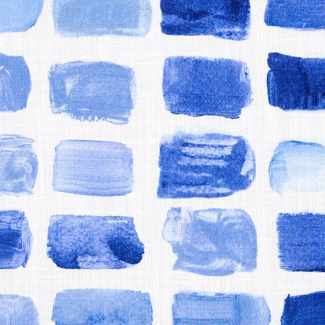 Traditional Sample - Schumacher Palette Indoor/Outdoor Fabric, Lapis For Sale - Image 3 of 4