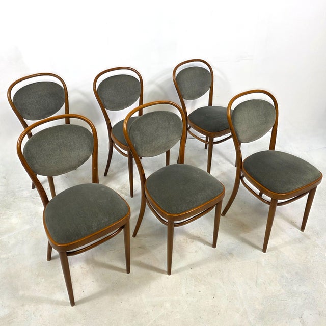 Vintage Chairs in Velours and Table from Thonet, 1970s, Set of 7 For Sale - Image 6 of 12